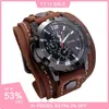 Horlogebanden Heren Quartz Horloges Jessingshow Luxe Horloge Koeienhuid Horlogeband Punk Stijl Horloge voor Mannen Brede Lederen Armbanden 231115