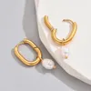 Boucles d'oreilles créoles Minar délicates perles d'eau douce irrégulières pour femmes, vente en gros, pendentif en laiton plaqué or véritable 14K