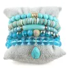 Strand RH Mode Bohême Perlé Bracelet Ensembles Bleu Vert 5pc Pile Bracelets Ensemble Pour Femmes Boho Bijoux Amis Anniversaire