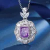 Naszyjne kolczyki Zestaw Purple Crystal Flower Wisiant dla kobiet Regulowany Pierścień Pierścień