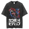 Herren T-Shirts Vintage T-Shirts Anime Cowboy Bebop Druck Gewaschene Baumwolle Damen Herrenbekleidung Harajuku Oversize Tops T-Shirts Unisex