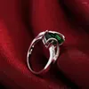 Cluster Rings Factory Direct 925 Sterling Silver Ring For Women Green Crystal Water Droplets Size 7 8 Fashion Gifts Engagement Wedding