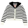 Kvinnors tröjor Designer Luxury M Stripe Stripe Navy Collar Single Breasted Short Cardigan Women's Sweet Age Reducing Coat Thin 23 Tidig Spring L7iy