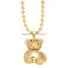 Pendant Necklaces Chunky Gold Plated Bear Necklaces For Women Fuchsia Crystal Teddy Animal Cz Jewelry Friends Gifts Nkep53 Drop Delive Dhhby