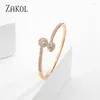 Bangle ZAKOL Prachtige Hart Ronde Zirconia Armbanden Voor Vrouwen Mode Geometrische Rvs Bruids Widding Sieraden