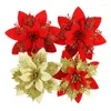 Fleurs décoratives 5/10 pièces paillettes arbre de noël fleur artificielle Poinsettia ornements couronne de noël bricolage décorations fournitures