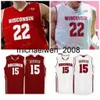 Mich28 NCAA College Wisconsin Badgers basketbaltrui 0 D'Mitrik Trice 1 Brevin Pritzl 2 Aleem Ford 3 Walt McGrory op maat gestikt