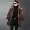 Cappotto da uomo in pelliccia sintetica lunga in pelliccia invernale calda giacca con cappuccio in visone giacca a vento casual allentata 231114