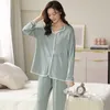 Femmes Sleep Lounge 2023 nouveau Modal pyjama ensemble grande taille 3XL vêtements de nuit Simple solide vêtements de maison à manches longues pantalon deux pièces ensemble vêtements de nuit vêtements de détente zln231115