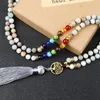 Pendant Necklaces 7 Chakra Beaded Necklace For Women Men 6mm Amazonite Natural Stone 108 Beads Charm Tree Of Life Tribal Tassel Jewelry