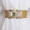 Bälten guld elastisk midja kvinnors mode avslappnad lyx design kappklänning dekorativa tillbehör breda bälte goth retro korsett bälte 231115