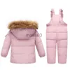 Manteau en duvet 2023 hiver enfants garçons vêtements ensemble coton patché dessin animé pantalon épais col de fourrure fermeture éclair veste chaude adolescent combinaison de neige J231115