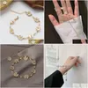 Charm Bracelets Voleaf Dainty Pearl Daisy Bracelet For Women Adjustable Enamel Flower Jewelry With Charms Vbr137 Drop Delivery Jewelry Dhpav