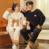 Women's Sleepwear Winter Warm Sleepwear Thicken Coral Fleece Soft Loose Long Pajamas Trousers Set Couple's Casual 2pcs Zipper Homewear Suits 231115