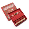 Set di stoviglie 6 pezzi regalo di Natale kit forchetta cucchiaio d'oro ciondolo decorazione alce cucchiaio da dessert frutta set di posate per caffè in acciaio inossidabile