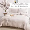 Bedding sets Nordic Simplicity Set With Pompom Duvet Cover Queen Size Comforter Sets King High Quality Bed Linen 230414