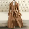 Damen Pelz Kunstpelz Damen Doppelseitige Wolljacke Frühling Herbst Langer Wollmantel Weiblich Lässige Trenchcoats Winddichter Mantel Kamel 4XL 231115