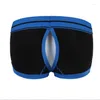 Underpants 2023 Sexy Mens Boxer Shorts Removable Large Pouch Back Open Fashion Modal Gay Male Erotic Bulge Jockstrap Sex Underwear