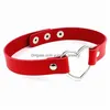 Chokers Voleaf Y-Halskette PU-Leder Punk Gothic Kragen Schmuck mit Metallherz Zubehör Geburtstagsfeier Geschenk Frauen Hals Spitze Dhmze