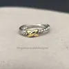 Tiffniylise Anillos de banda Boda Doble Diamante Moda Moda Damas Diseñador Mujeres Joyería de lujo Amor Mujer Trenzado Pareja Fiesta de cumpleaños Regalo