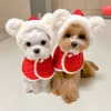 Hundkläder Cat Costume Santa Cosplay Funny Cat/Dog Pet Christmas Cape Dress Up Clothes Red Scarf Cap Cloak Po Props Dekor Petkläder 231114