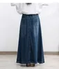 Skirts 2023 Long Maxi A-line Skirt Women Elastic Waist Spring Autumn Denim Jeans Vintage Big Hem M-2XL