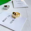 Glossy Square Bottega Ring Fashion Gold-Plated Personality Light Temperament Metal Cold Style Simple Men And Women Jewelry