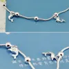 Anklets Women's 925 srebrna srebrna kostka minimalistyczna delfin wisiorek solidny srebrna kostka bransoletka samica 28cm łańcuch letnia biżuteria plażowa 231115
