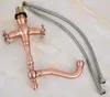 Kitchen Faucets Antique Red Copper Brass Dual Cross Handles Bathroom Basin Sink Faucet Mixer Tap Swivel Spout Deck Mounted Mnf617