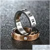 Couple Rings Voleaf Roman Numeral Rings For Women Zircon Stainless Steel Fashion Gold Plated Couple Jewelry Vrg110 Drop Delivery Jewel Dhhxt