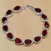 Conjuntos de joias de casamento gota de água vermelho rubi branco topázio 925 conjuntos de joias de prata esterlina feminino brincos/pingente/colar/anel/pulseira presente 231115