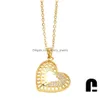 Pendant Necklaces Small Crystal Hollow Heart Necklace For Women Copper Gold Plated Mticolor Elf Love Fashion Jewelry Drop Delivery Jew Dhd8S