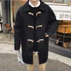 Men's Trench Coats Loose Men's Cowl Button Wool Coat Medium And Long Windbreaker 2023 Autumn Winter Korean Style Clothes