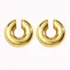 Backs Earrings Big Chunky Round Circle Clip Earring For Women Gold Plated C Shape Ear Cuff Stud Tube Thick Earclips Jewelry E1241