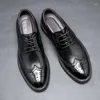 Dress Shoes Vintage Brown Business Office Men's High Quality Genuine Leather Women's Lace Up Casual Baroque Black