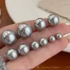 Stud Earrings KADRUFI Temperament Vintage Gray Color Pearl Round Bead Women Korean Fashion Simple Earring Jewelry 6/8/10/12/14mm