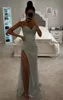 2024 Shiny Mermaid Evening Pageant Dress Sexig SIDA SPAGHETTI REP SEBSED LÅNG KVINNER Formell promfestklänningar Robe de Soiree