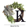 Decoratieve bloemen Initiële kransen voor voordeur achternaam het hele jaar door krans met groene bladeren 36 cm/14.17 inch rustieke boerderij