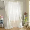 Curtain Embroidered Rose Voile Sheer White Curtains for Bedroom Wedding Party Festival Decorative Gauze Yarn French Window Tende 230414