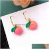 Bengelen kroonluchter 2021 roze perzik oorbellen korte mode oor sieraden fruit series voor vrouwen drop levering dhgarden dhodc