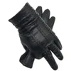 Five Fingers Gloves Winter Men's Fashion Sheepskin Genuine Leather Gloves Cotton Lining Winter Gloves Keep Warm Driving Riding Outdoor Black 202 231115