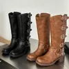 Boots marka tokaları moda sokak sürme botları serin diz yüksek motosikletler bot ayakkabıları kadınlar için 231115