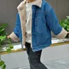 Jackets Children's Denim Fur Outerwear Boys Girl Baby Denim Outerwear Little Girls Childrens Boutique Clothing Teddy Bear Cute Jacket J231115