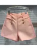 Kvinnors shorts high street 2023 est modedesigner kjol dubbelbröst satin midja