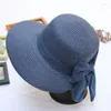 Wide Brim Hats Sun Hat Female Ribbon Bow-knot Beach Casual Summer Shade Anti Uv Cap For Women