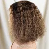 Synthetic s Short Bob Jerry Curly Human Hair for Women PrePlucked 13x4x1 Lace Front Transparent Baby Deep Wave 231115
