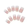 False Nails Pink White Gradients Manicure Natural Unbreakable Nail Simple Wear For Girl Dress Matching