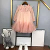 Brand girl dress autumn Kids clothing Size 100-150 Mesh stitching skirt design baby partydress designer Child frock Nov15