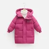 Jackor Fashion Boys Girls Long Down Jacket Autumn Winter Teen Children Barn Solid Cotton Padded Parka Coats for Kids Hooded Outwear Clothing 231115