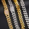 14Mm 14K Yellow Gold Plated Sterling Sier VVS Baguette Moissanite Diamond Iced Out Cuban Link Chain Necklace best quality